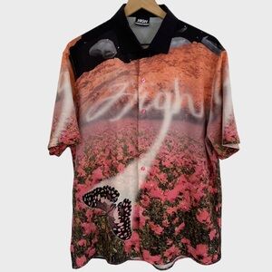 High Dreams Butterfly Floral Brazilian Skate Company Button Down Shirt Large